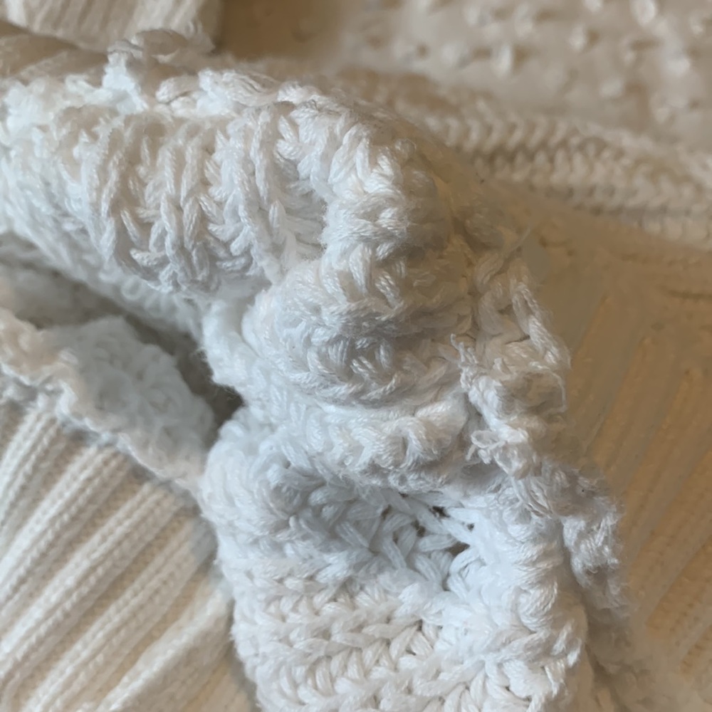 Lulu’s Off the Shoulder Cropped White Sweater - Picture 6 of 13